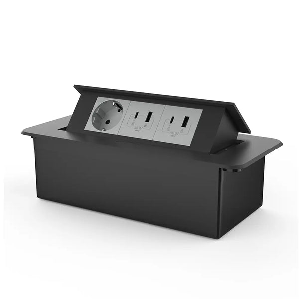 Livolo | Zwart | 3 | Pop-Up stekkerdoos | Push | Inbouw | Stopcontact - Dubbele USB & USB-C - Grijs Livolo Nederland B.V.