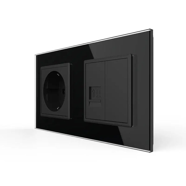 Livolo | Zwart | SR+SR | Wandcontactdoos | Netwerk | Blindplaat Livolo Nederland B.V.