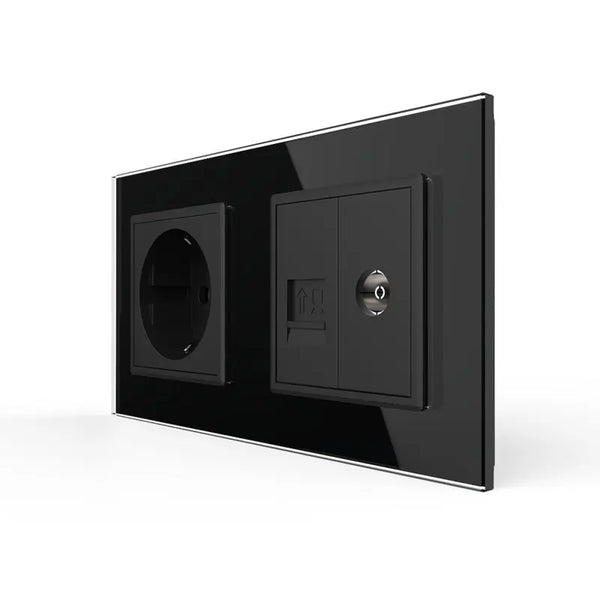 Livolo | Zwart | SR+SR | Wandcontactdoos | Netwerk | TV Livolo Nederland B.V.