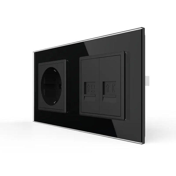 Livolo | Zwart | SR+SR | Wandcontactdoos | Netwerk | Telefoon Livolo Nederland B.V.