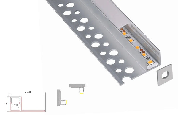 Plaster profile Built -in | 1 meter Side Aluminum 32.5 x 13 | COB LED strip