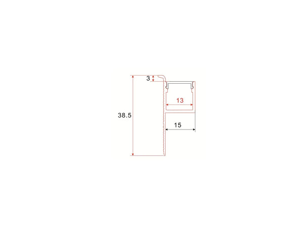 Plaster profile | Built-in | 1 Meter | Side | Aluminum | 38.5x15 | COB LED strip