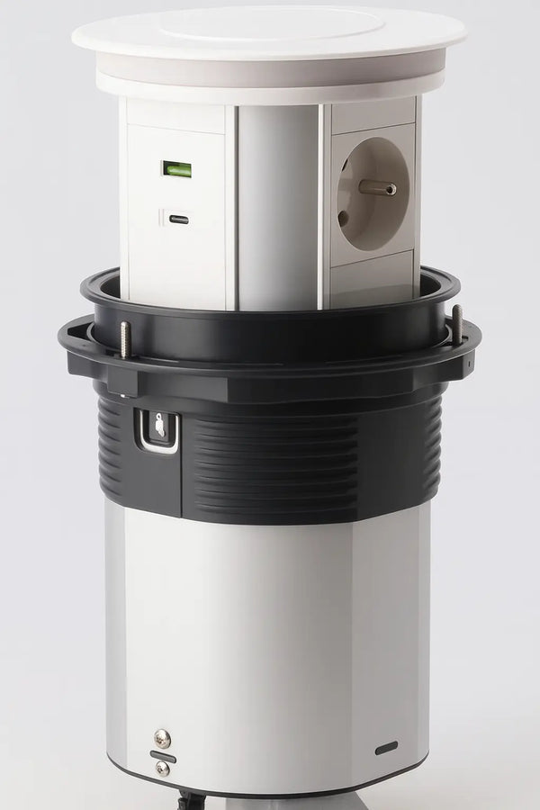 Wit Glazen Design | Automatische pop-up stekkerdoos | USB en USB-C + 3 Stopcontacten | France Livolo Nederland B.V.