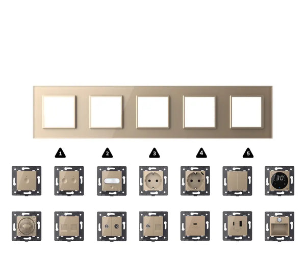 Zelf samenstellen | Goud | Afdekraam SR+SR+SR+SR+SR Livolo Nederland B.V.