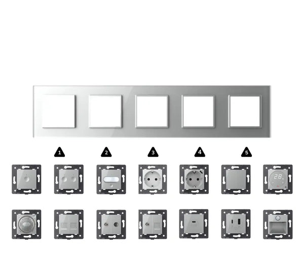 Zelf samenstellen | Grijs | Afdekraam SR+SR+SR+SR+SR Livolo Nederland B.V.