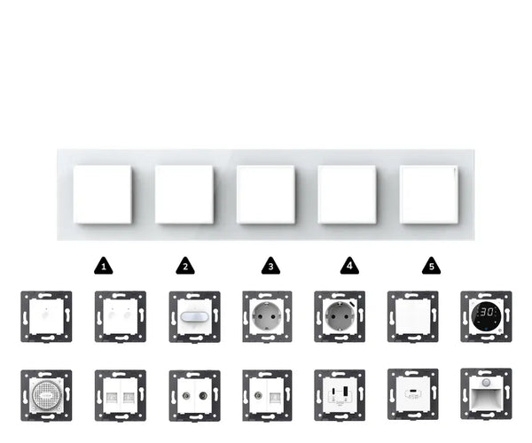 Zelf samenstellen | Wit | Afdekraam SR+SR+SR+SR+SR Livolo Nederland B.V.