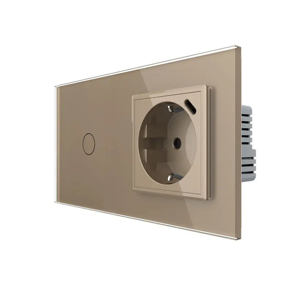 Livolo | Goud | 1+SR | Aan/Uit | Schakelaar | Wandcontactdoos + USB-C Oplader Livolo Nederland B.V.