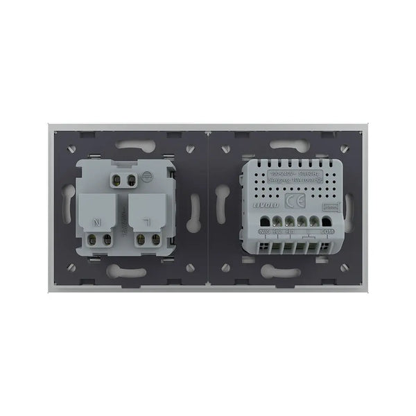 Livolo | Grijs | 2+SR | Aan/Uit | Schakelaar met wandcontactdoos | France Livolo Nederland B.V.