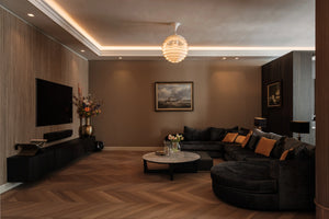 Interieur van het Art of Living appartement met Livolo schakelmateriaal en verlichting