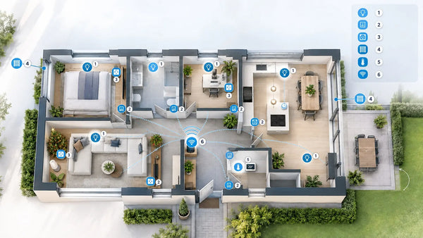 Plattegrond voor een livolo smart home in nieuwbouwwoning