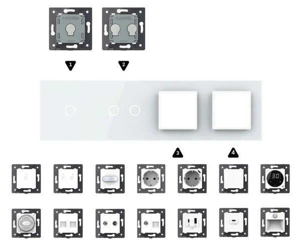 Zelf samenstellen | Wit | Afdekraam 1+2+SR+SR Livolo Nederland B.V.