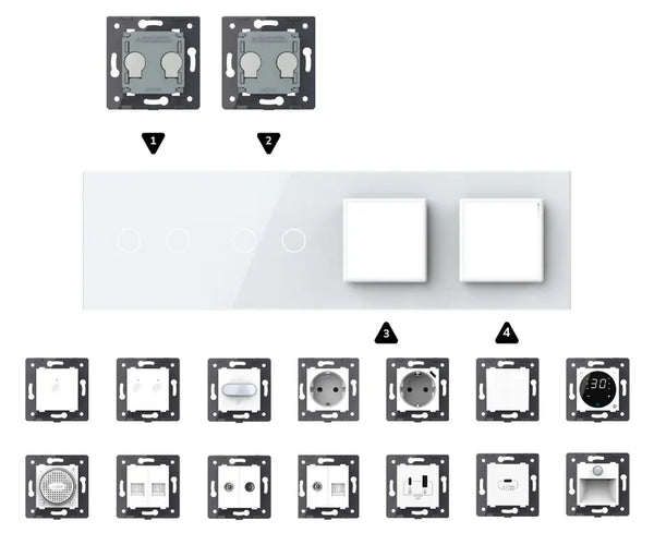 Zelf samenstellen | Wit | Afdekraam 2+2+SR+SR Livolo Nederland B.V.