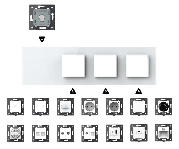 Zelf samenstellen | Wit | Afdekraam 1+SR+SR+SR Livolo Nederland B.V.