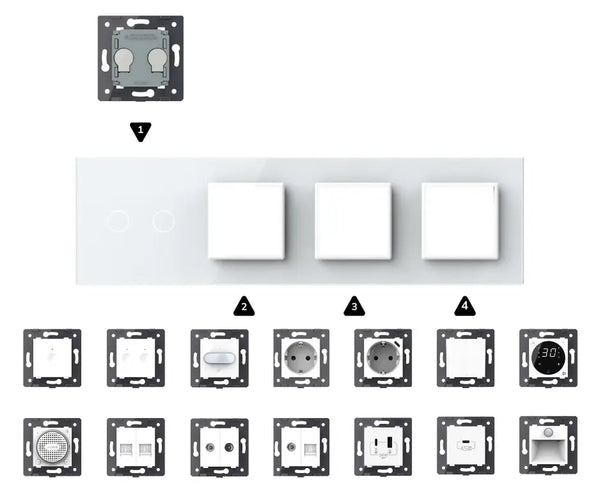 Zelf samenstellen | Wit | Afdekraam 2+SR+SR+SR Livolo Nederland B.V.
