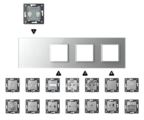 Zelf samenstellen | Grijs | Afdekraam 2+SR+SR+SR Livolo Nederland B.V.