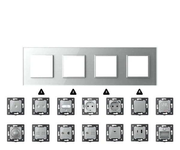 Zelf samenstellen | Grijs | Afdekraam SR+SR+SR+SR Livolo Nederland B.V.