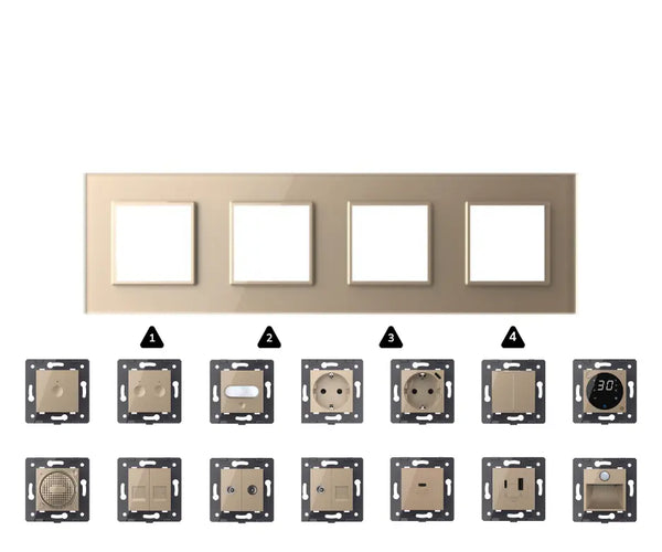 Zelf samenstellen | Goud | Afdekraam SR+SR+SR+SR Livolo Nederland B.V.