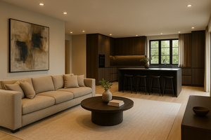 Moderne inbouwspots keuken met strakke afwerking in wit plafond