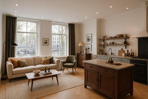 Moderne spots plafond in een strakke woonkamer