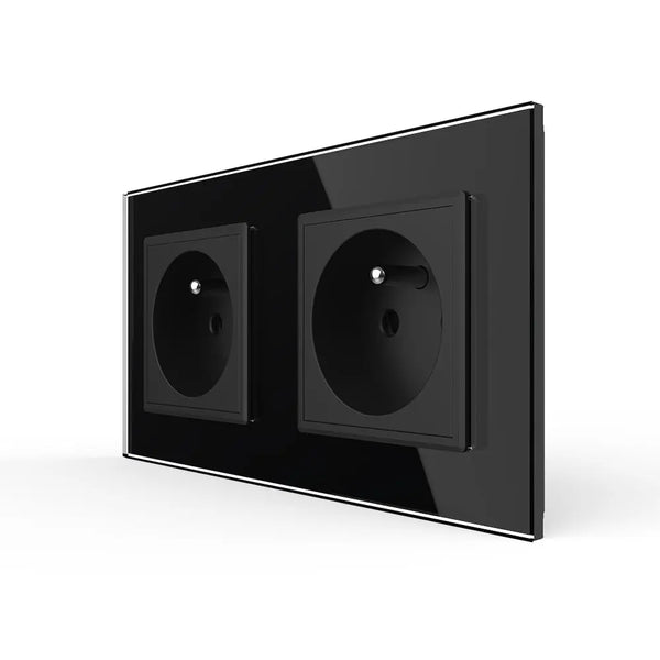 Livolo | Zwart | SR+SR | Wandcontactdoos | France Livolo Nederland B.V.