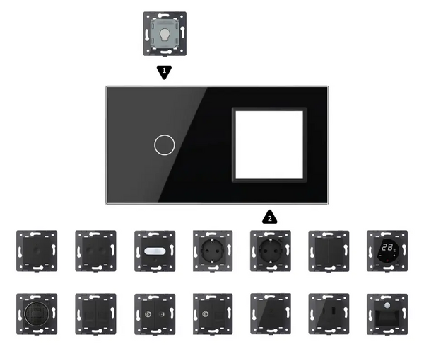 Zelf samenstellen | Zwart | Afdekraam 1+SR Livolo Nederland B.V.