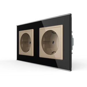 Livolo | Zwart/Goud | SR+SR | Wandcontactdoos Livolo Nederland B.V.