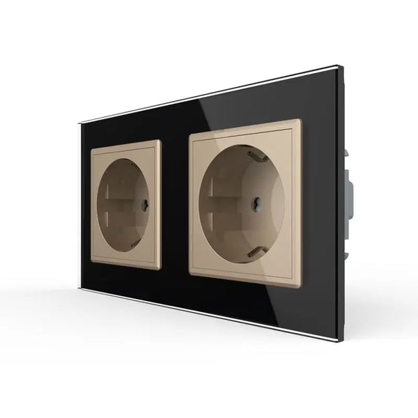 Livolo | Zwart/Goud | SR+SR | Wandcontactdoos Livolo Nederland B.V.