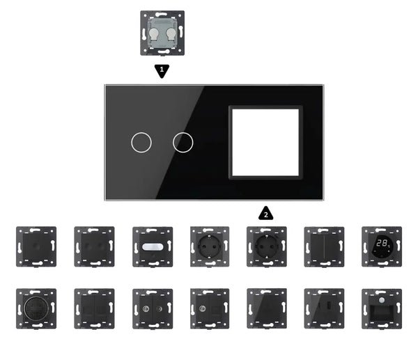 Zelf samenstellen | Zwart | Afdekraam 2+SR Livolo Nederland B.V.