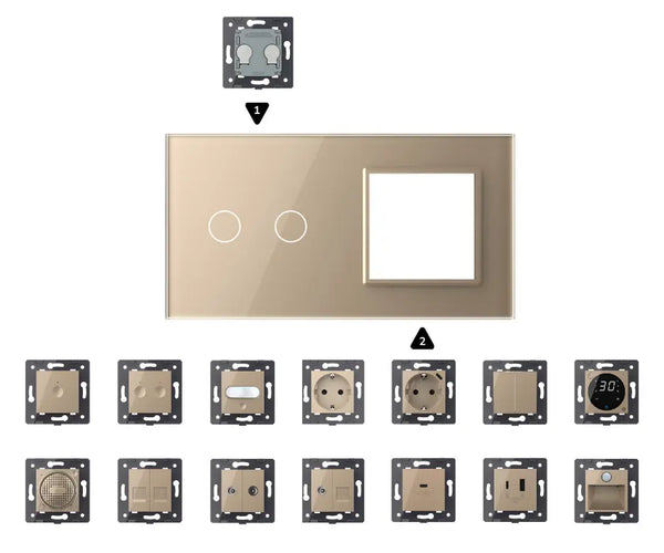 Zelf samenstellen | Goud | Afdekraam 2+SR Livolo Nederland B.V.