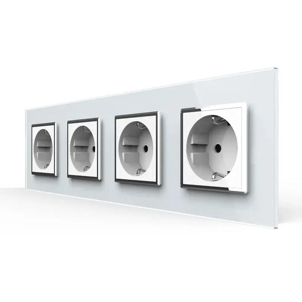 Livolo | Wit | SR+SR+SR+SR | Wandcontactdoos | Chome frame Livolo Nederland B.V.