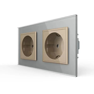 Livolo | Grijs/Goud | SR+SR | Wandcontactdoos Livolo Nederland B.V.