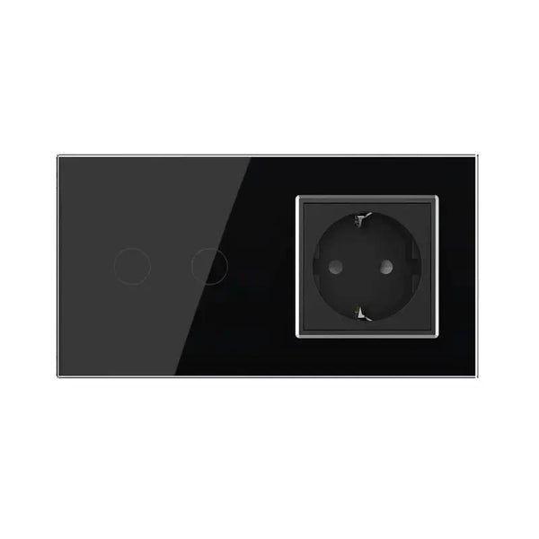 Livolo | Zwart | 2+SR | Aan/Uit | Schakelaar | Wandcontactdoos | Chrome frame Livolo Nederland B.V.