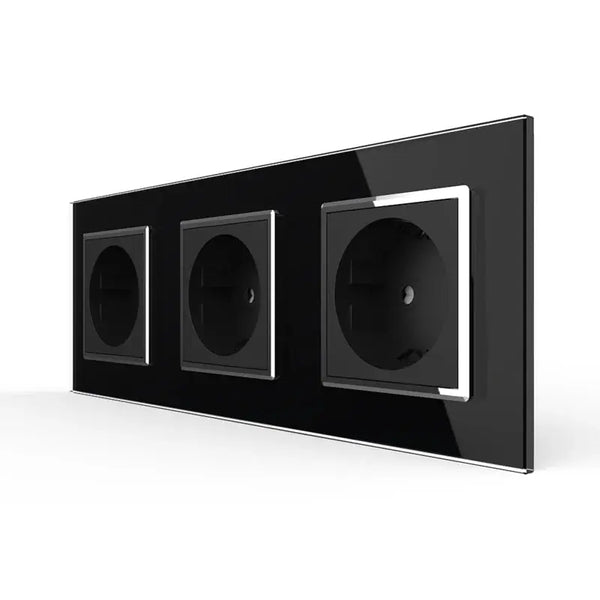 Livolo | Zwart | SR+SR+SR | Wandcontactdoos | Chrome frame Livolo Nederland B.V.