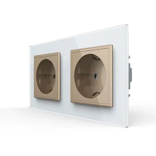 Livolo | Wit/Goud | SR+SR | Wandcontactdoos Livolo Nederland B.V.