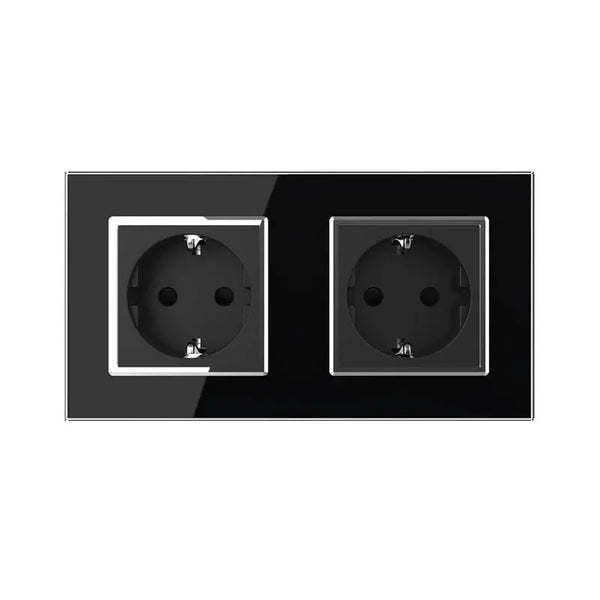 Livolo | Zwart | SR+SR | Wandcontactdoos | Chrome frame Livolo Nederland B.V.