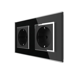 Livolo | Zwart | SR+SR | Wandcontactdoos | Chrome frame Livolo Nederland B.V.