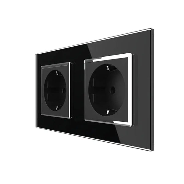 Livolo | Zwart | SR+SR | Wandcontactdoos | Chrome frame Livolo Nederland B.V.