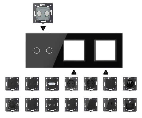 Zelf samenstellen | Zwart | Afdekraam 2+SR+SR Livolo Nederland B.V.