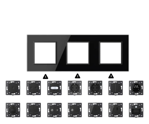 Zelf samenstellen | Zwart | Afdekraam SR+SR+SR Livolo Nederland B.V.