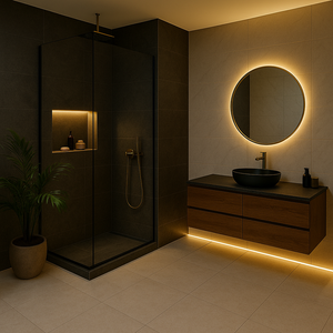 Badkamer met dimbare LED strips voor zowel functioneel als sfeervol licht