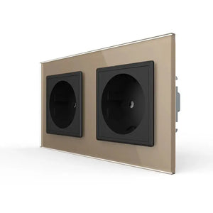Livolo | Goud/Zwart | SR+SR | Wandcontactdoos Livolo Nederland B.V.