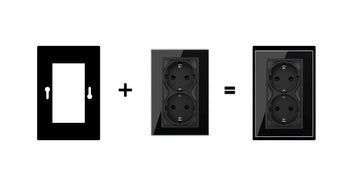 Livolo | Zwart glanzend | Adapterraam | Dubbel wandcontactdoos | Extra afdekking Livolo Nederland B.V.