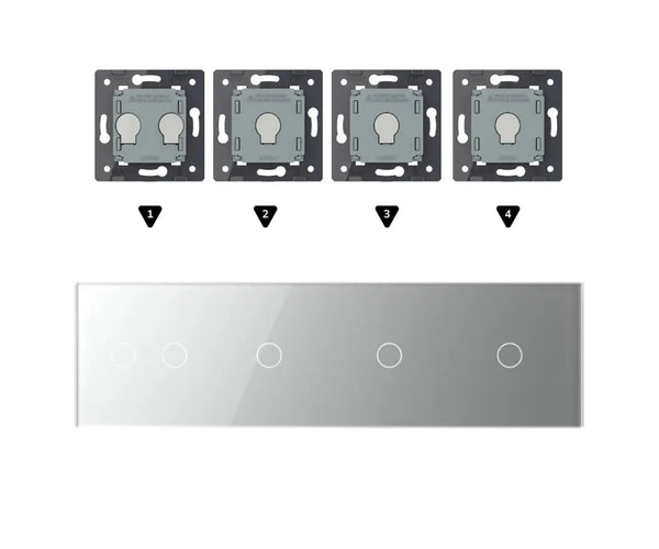 Zelf samenstellen | Grijs | Afdekraam 2+1+1+1 Livolo Nederland B.V.