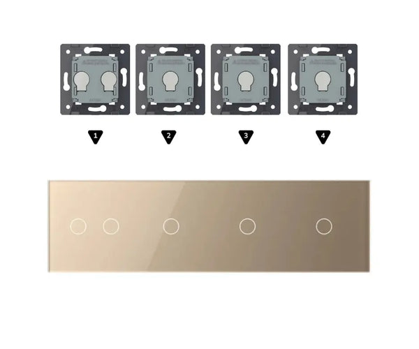 Zelf samenstellen | Goud | Afdekraam 2+1+1+1 Livolo Nederland B.V.