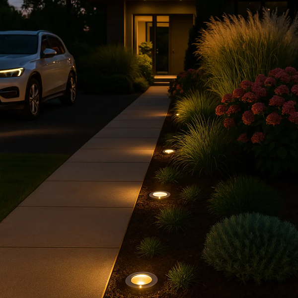 Bodenplatz - 120 mm | Gartenbeleuchtung 12V | Plug -and -Play | IP65 | Warm/weiß