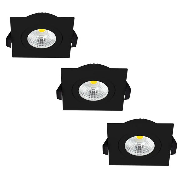Inbouwspot | 3 Stuks | Zwart | Lage inbouwdiepte | IP54 | Kantelbaar | Vierkant | Ø 68mm Livolo Nederland B.V.