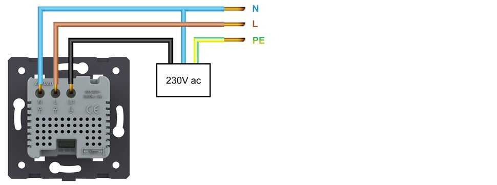 Schéma thermostat Livolo pour appareil 230 volts