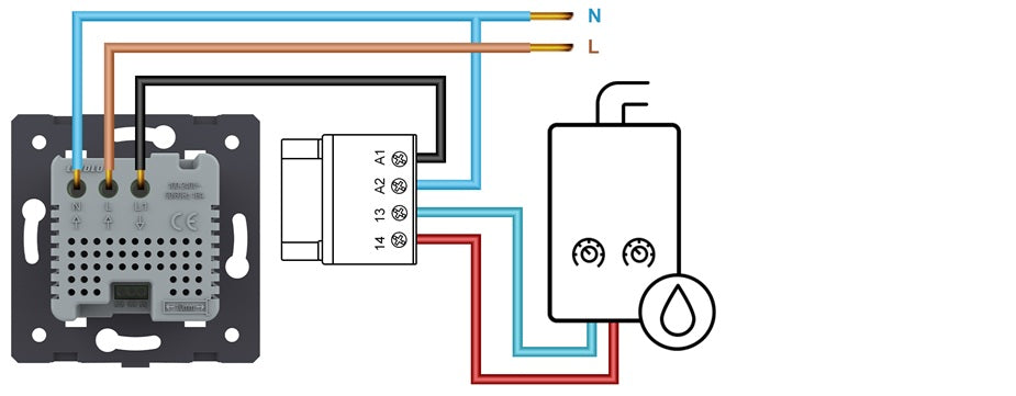 Schéma thermostat Livolo pour chaudière avec relais