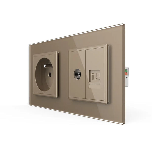 Livolo | Goud | SR+SR | Wandcontactdoos | TV | Netwerk | France Livolo Nederland B.V.