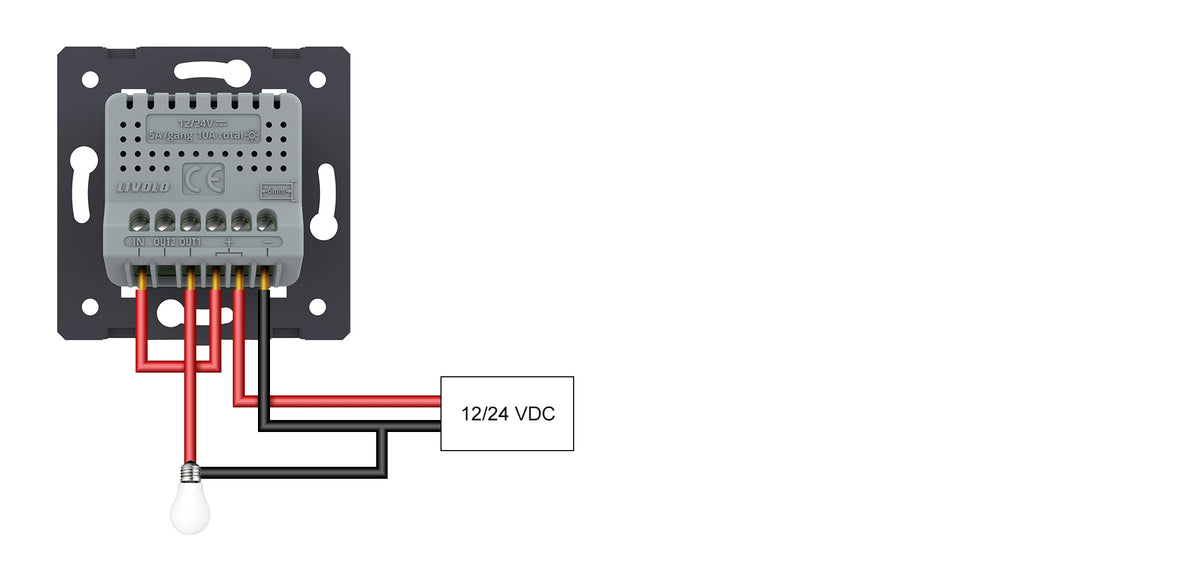 Schéma interrupteur Livolo 12 ou 24 volts courant continu simple